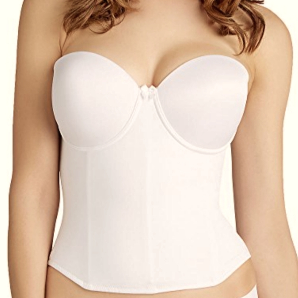 New Va Bien ultra smooth strapless corset Off white 38D #1508 Super low “V” back
